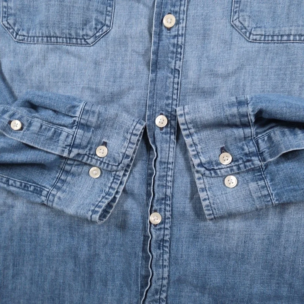 Banana Republic Slim Fit Denim Shirt Mens XL Blue Long Sleeve Button Down